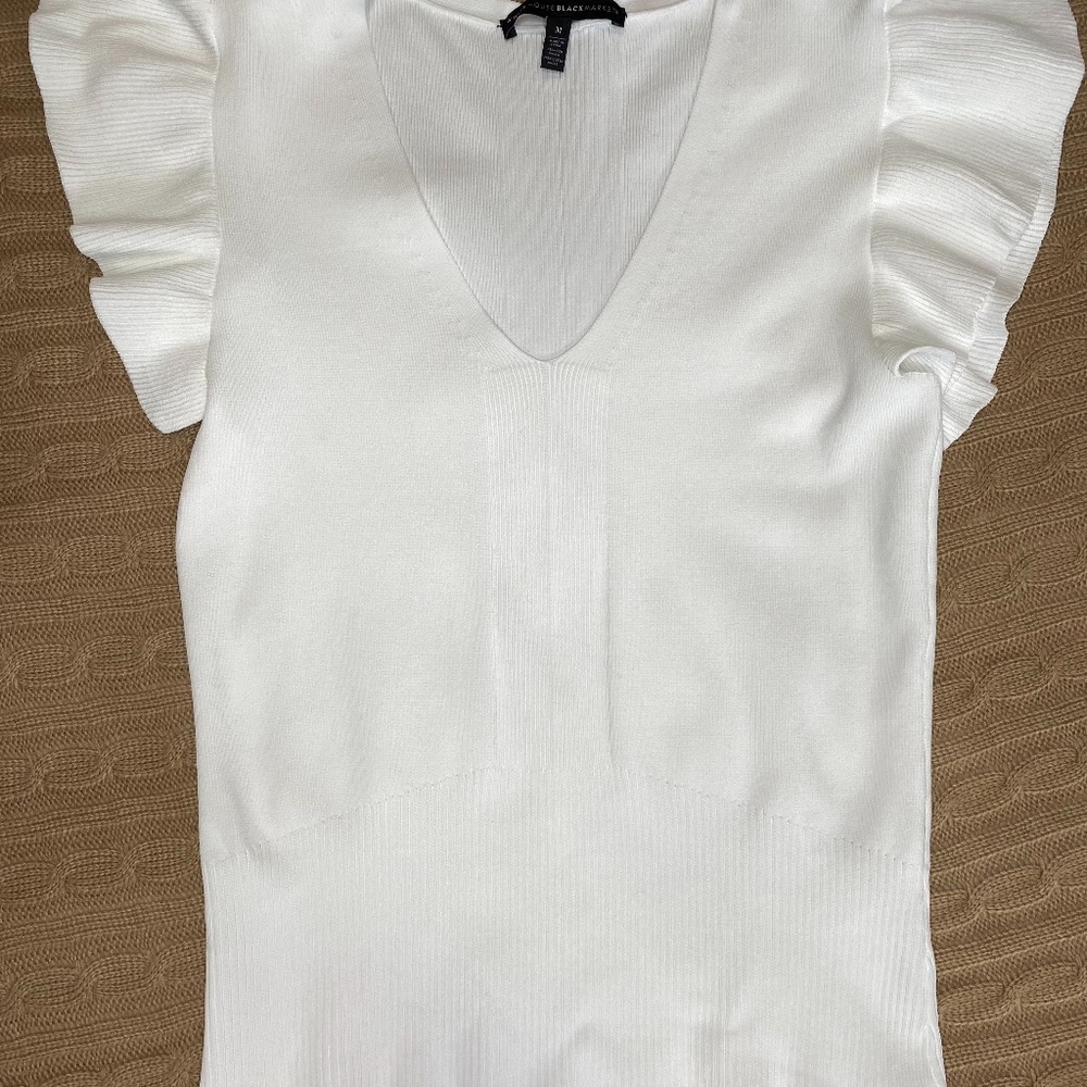 White House Black Market Flutter-Sleeve Sw…